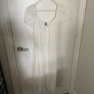 White Button-Down Midi Dress